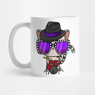 Cute Tabby Cat jamming on the drums Mug